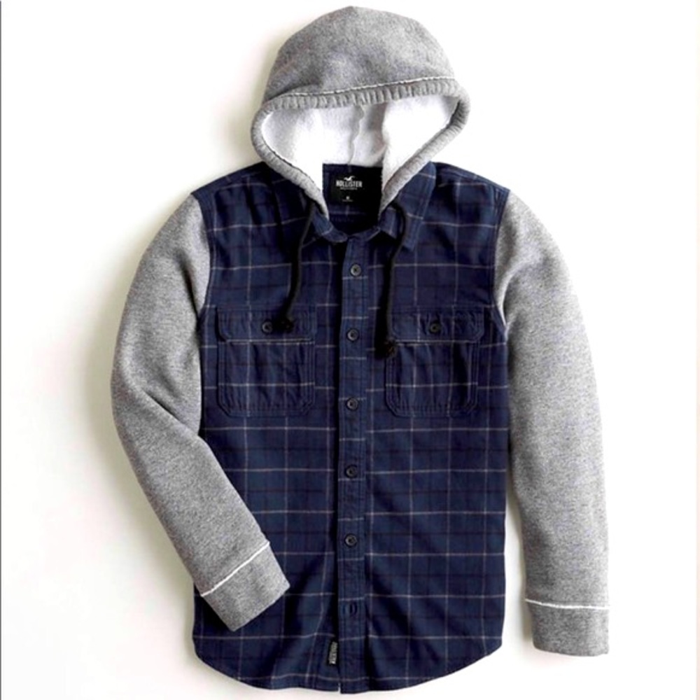 Hollister hooded flannel shirt